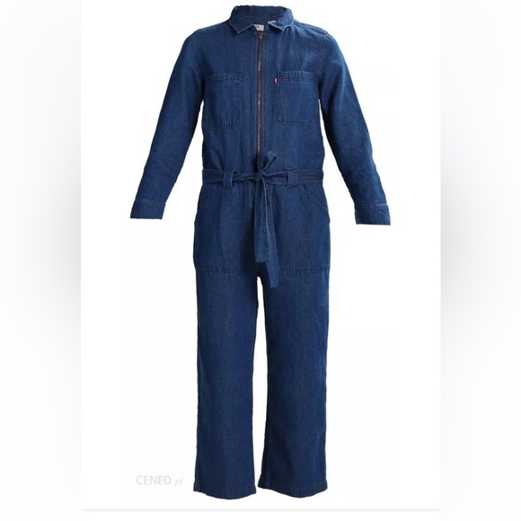 ⚡️ Levi’s Alix Medium Wash Tie-Waist Cropped Jumpsuit XS The Flash - Picture 4 of 16